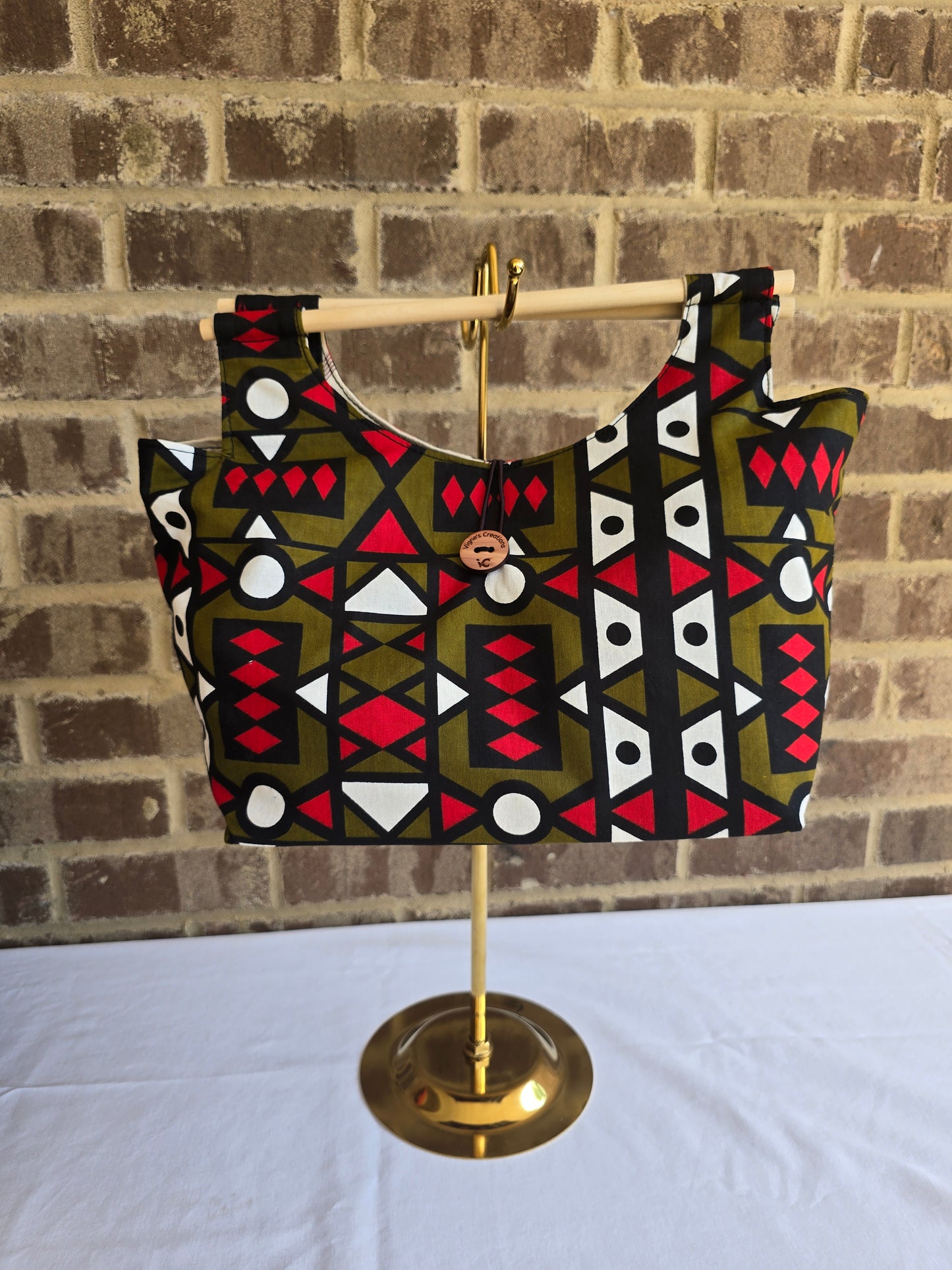 Boho bag with wood handle