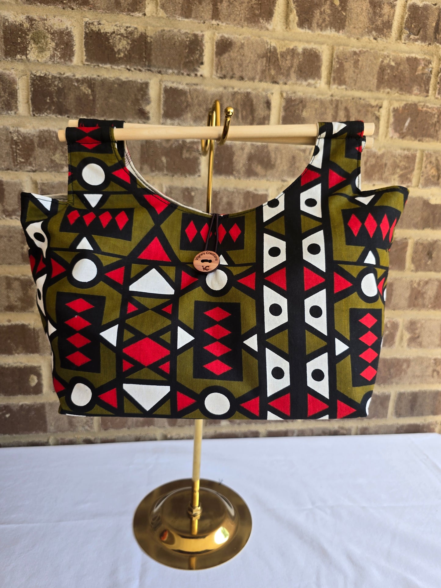 Boho bag with wood handle
