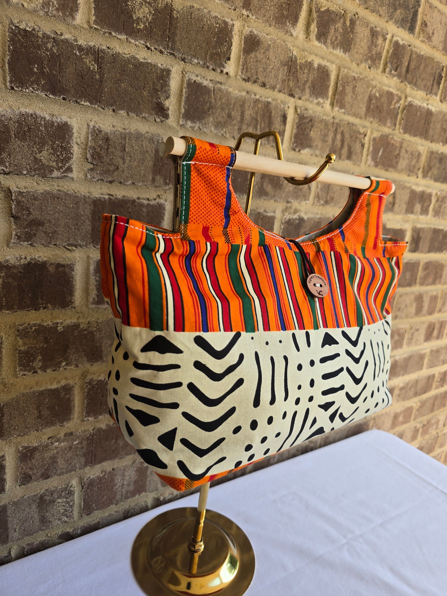 Boho bag with wood handle