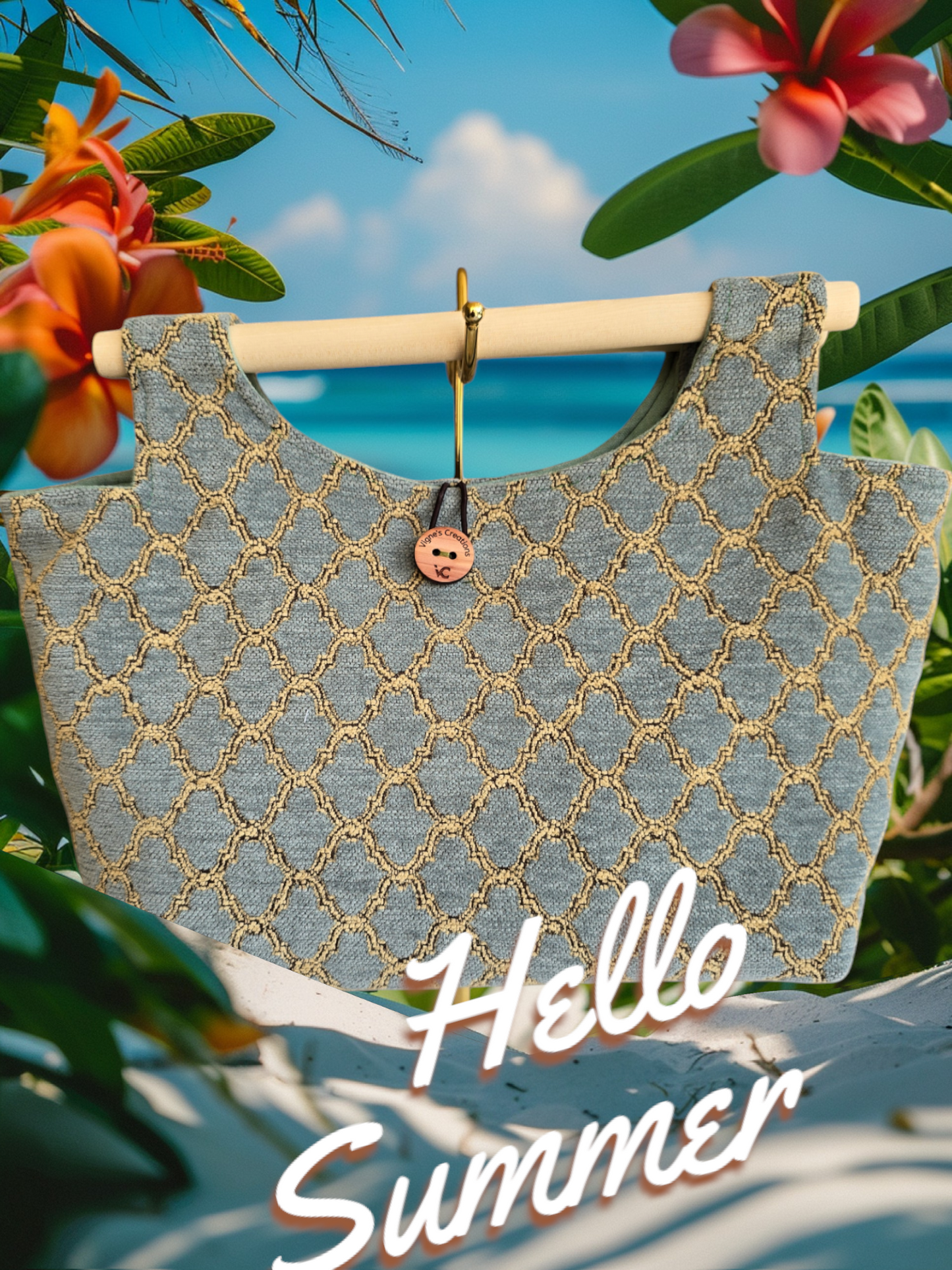 Boho bag with wood handle