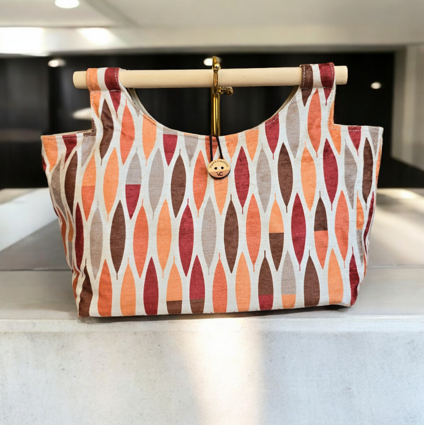 Boho bag with wood handle