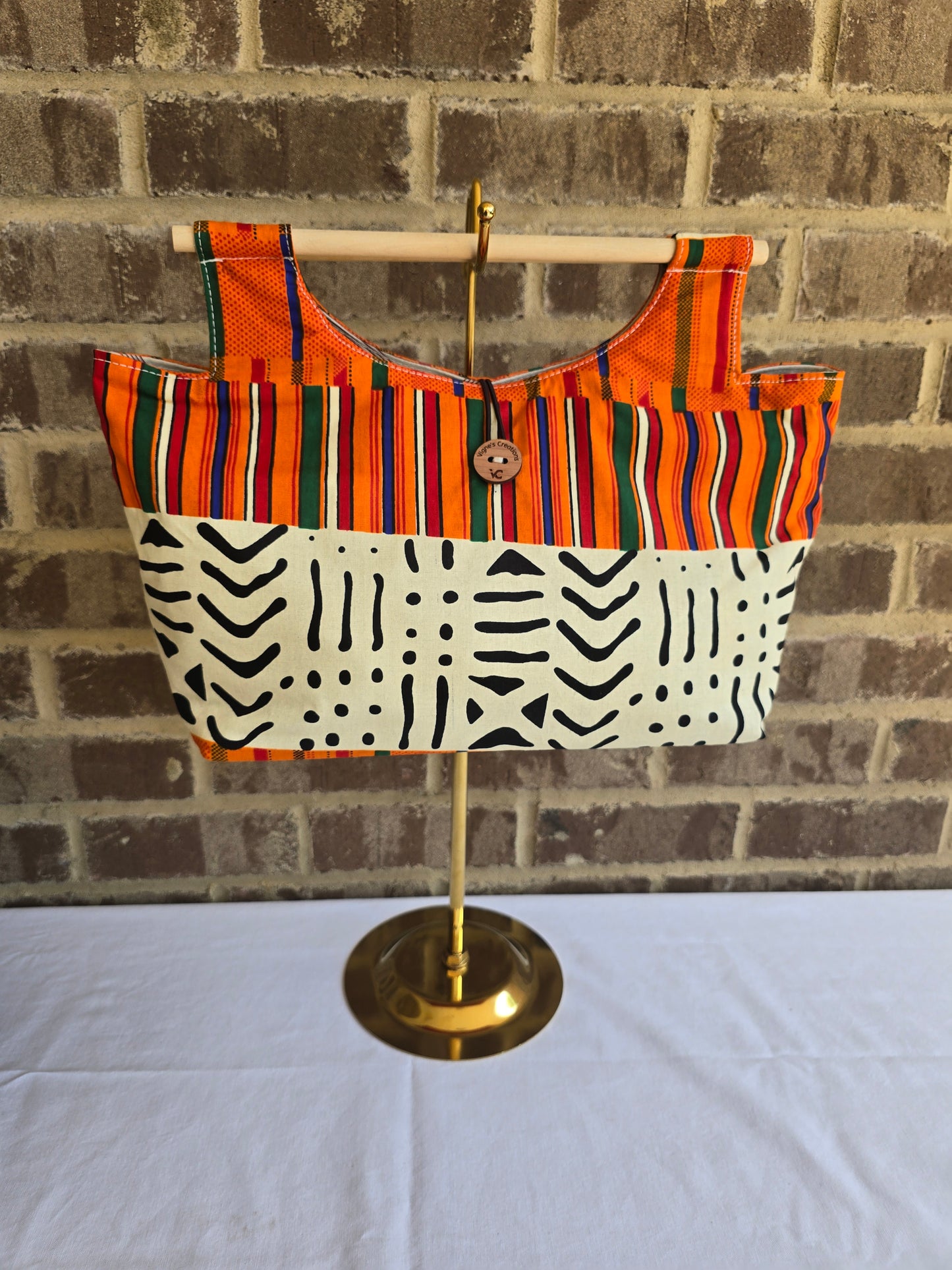 Boho bag with wood handle
