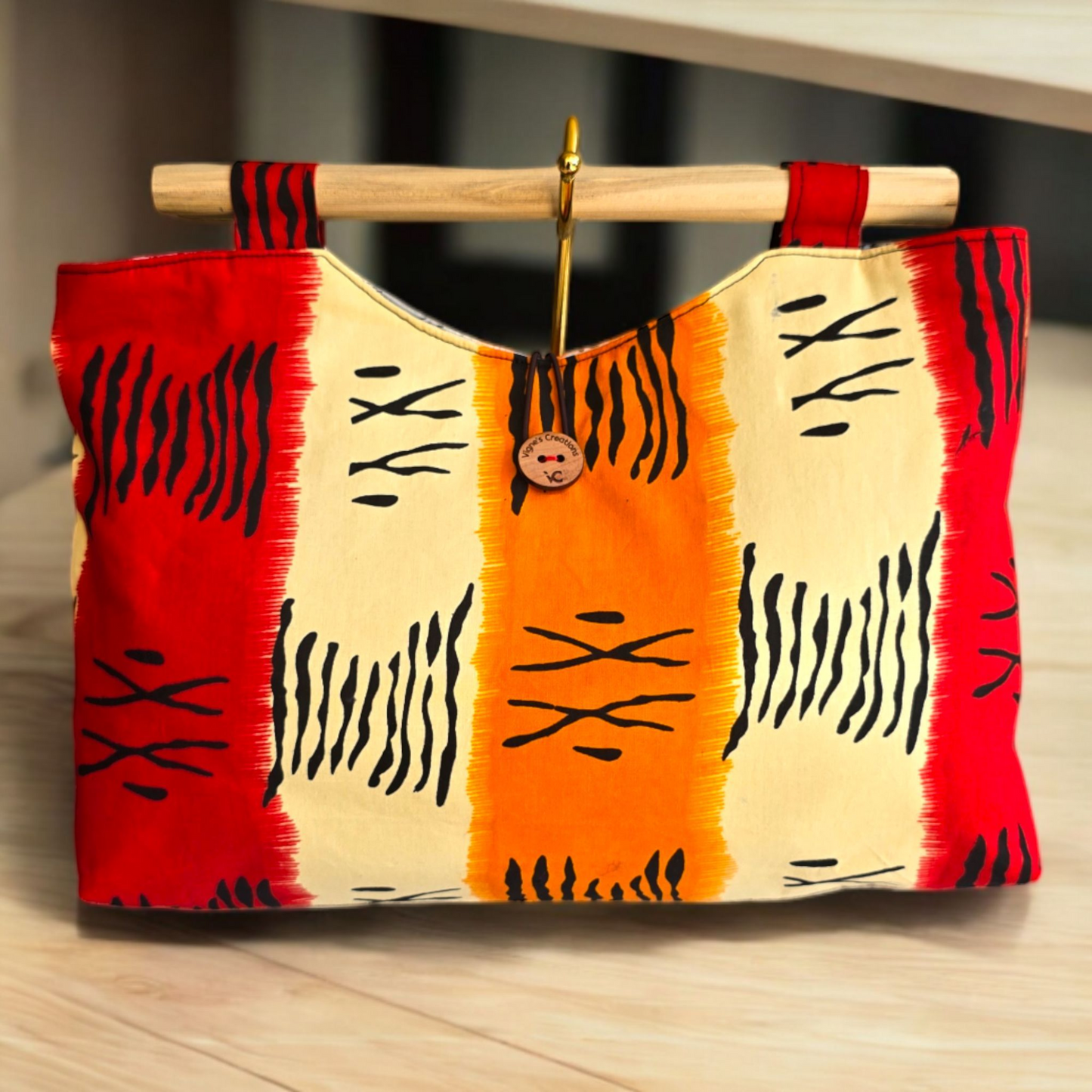 Large African inspired print purse